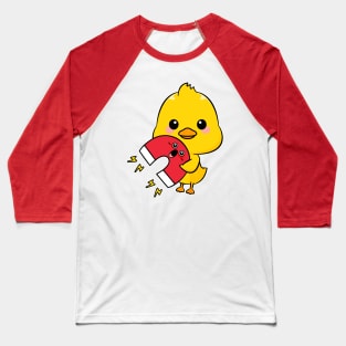 Chick Magnet - Cute Kawaii Chicken and Magnet Pun Baseball T-Shirt